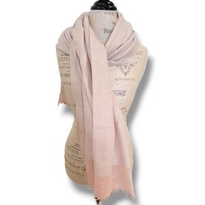 Ann Taylor Pink Blush Open Weave Wool Blend Scarf Wrap - OS